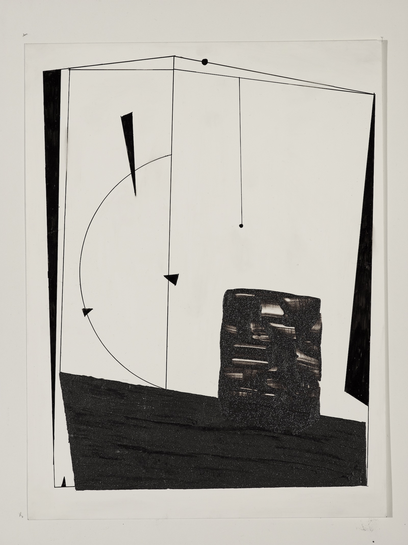 A black-and-white abstract drawing