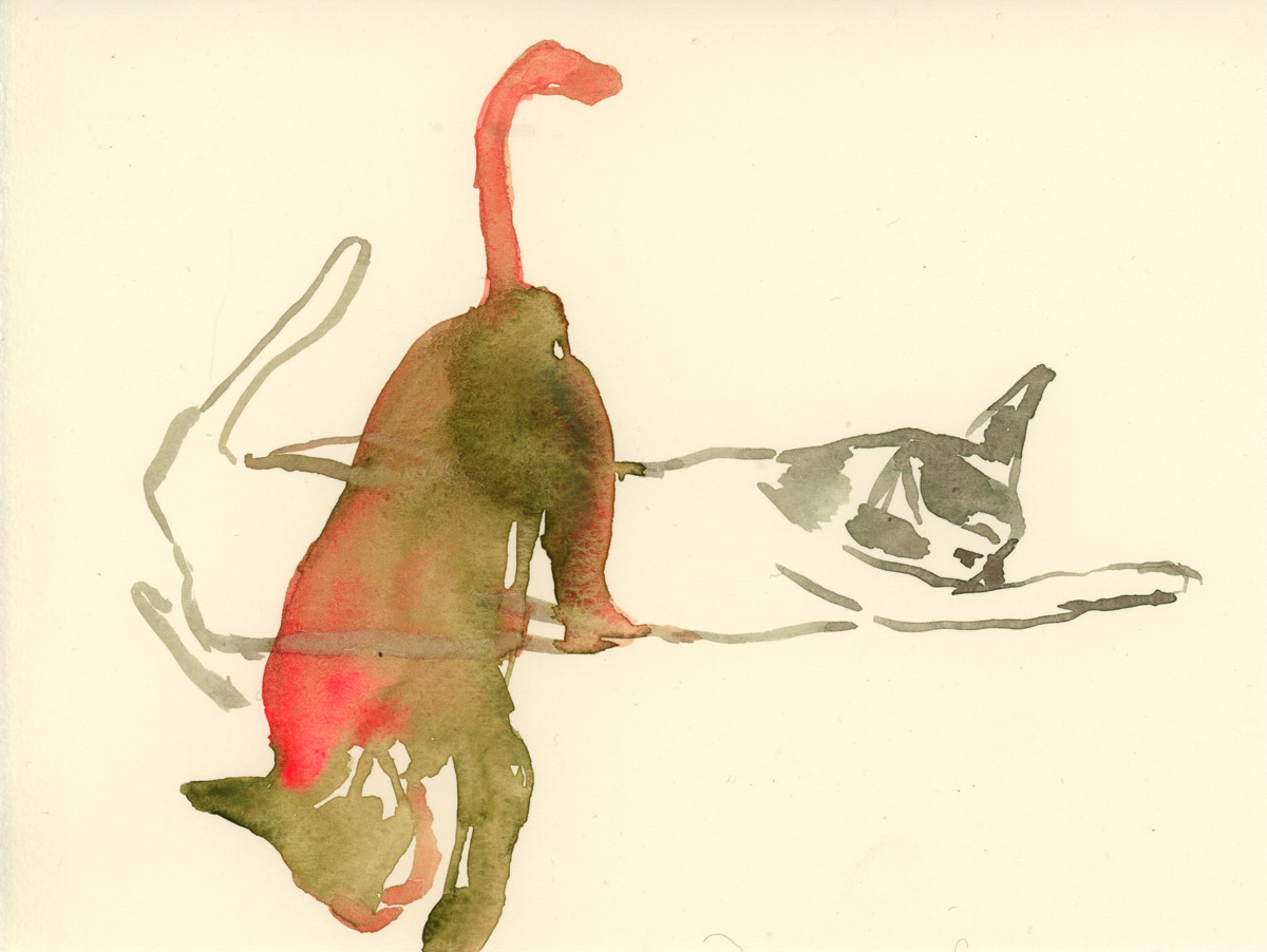 Watercolor painting of cats