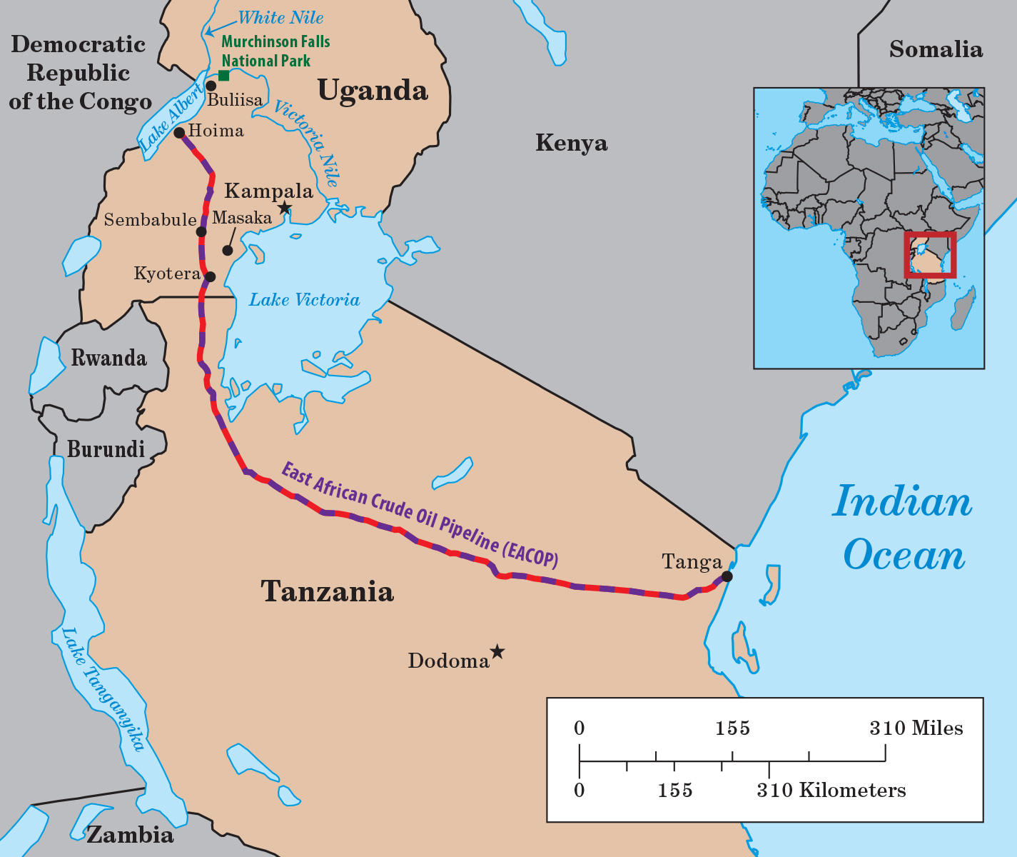 Map of the East African Crude Oil Pipeline