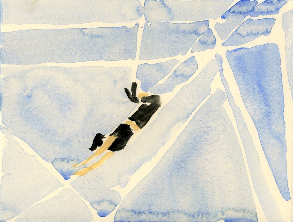 Watercolor painting of a trapeze artist