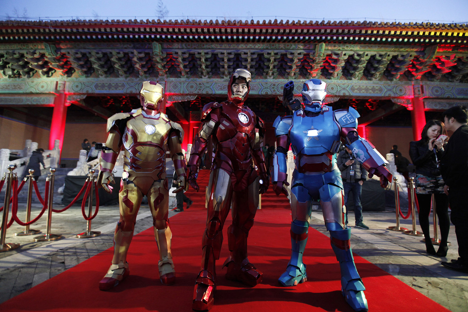 Performers at a promotional event for Iron Man 3