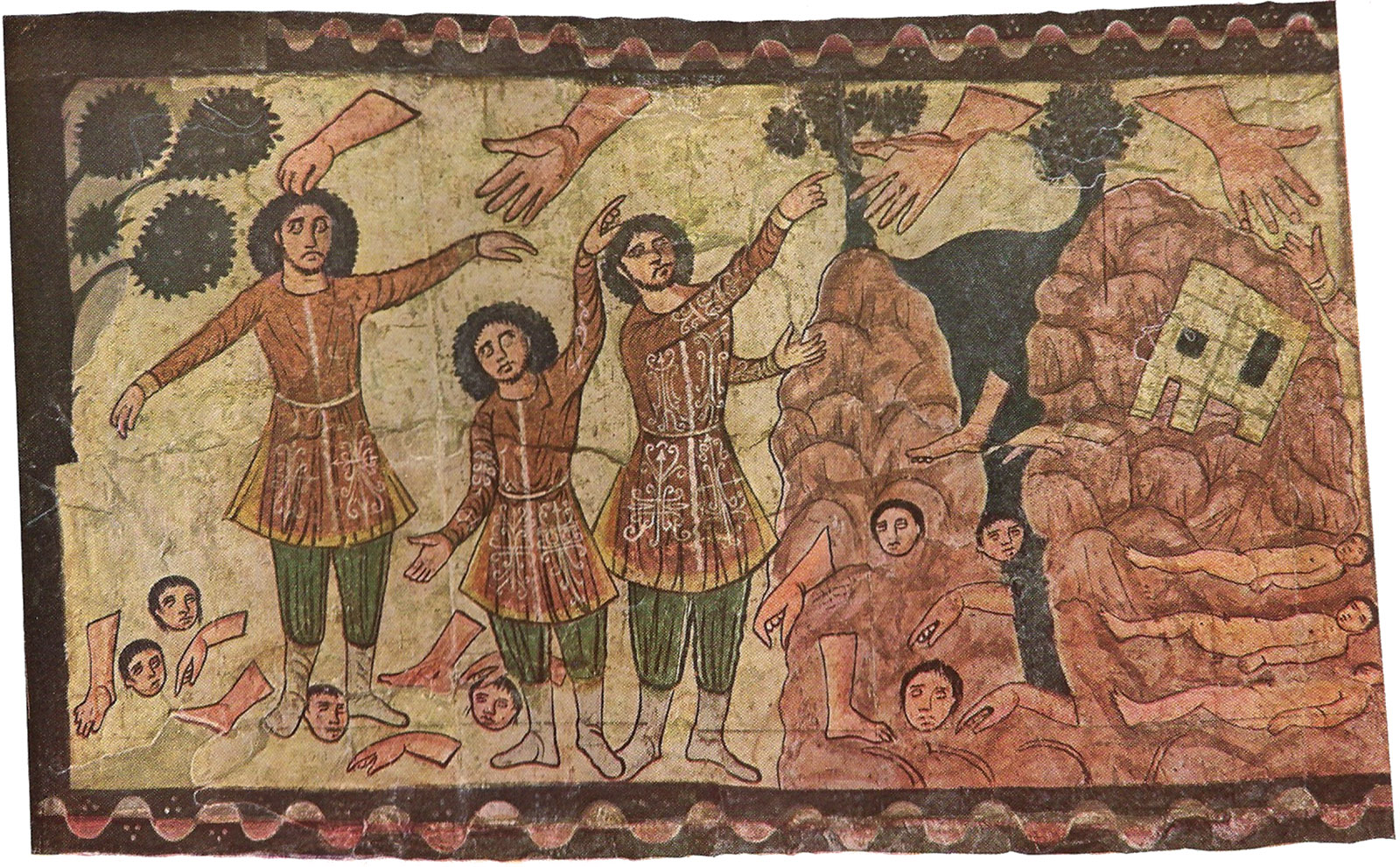 Ezekiel and the hand of God; fresco from the synagogue in Dura Europos, Syria
