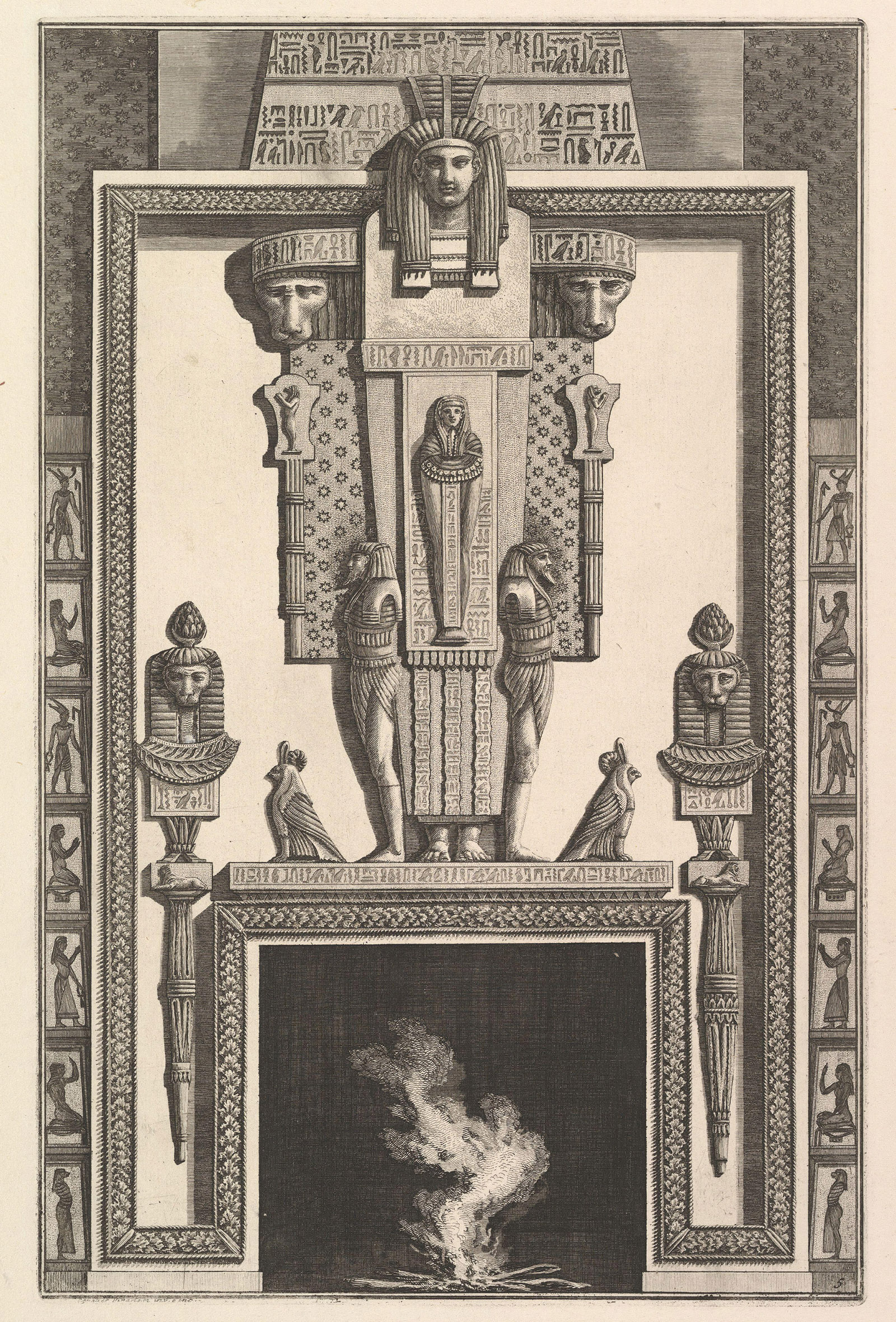 ‘Design for a Chimneypiece in Egyptian Style’; etching by Giovanni Battista Piranesi