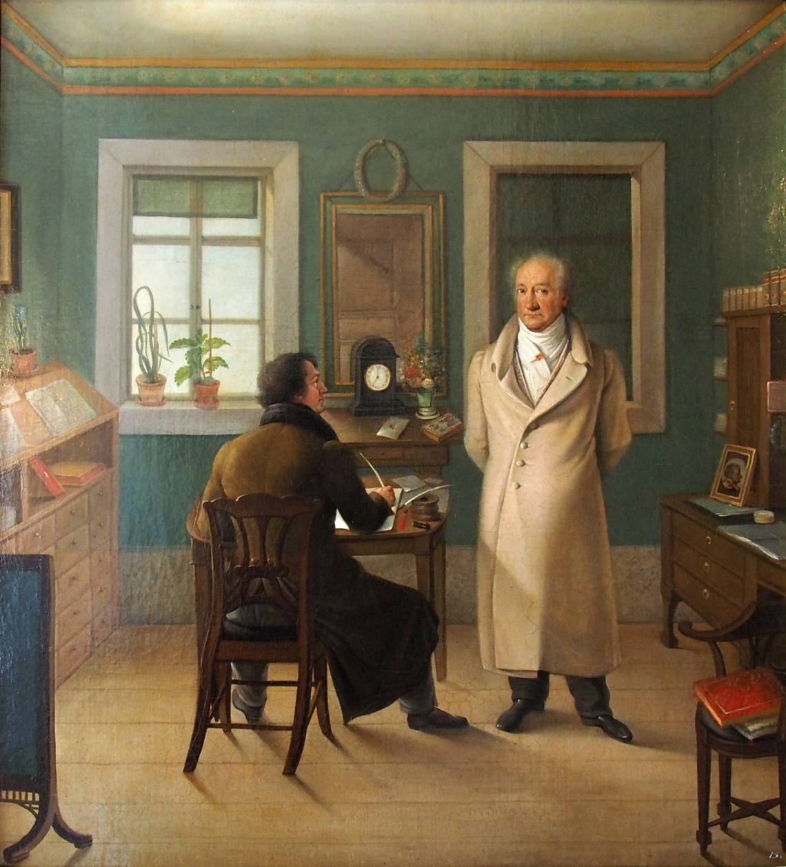Goethe Dictating to His Clerk John; painting by Johann Josef Schmeller