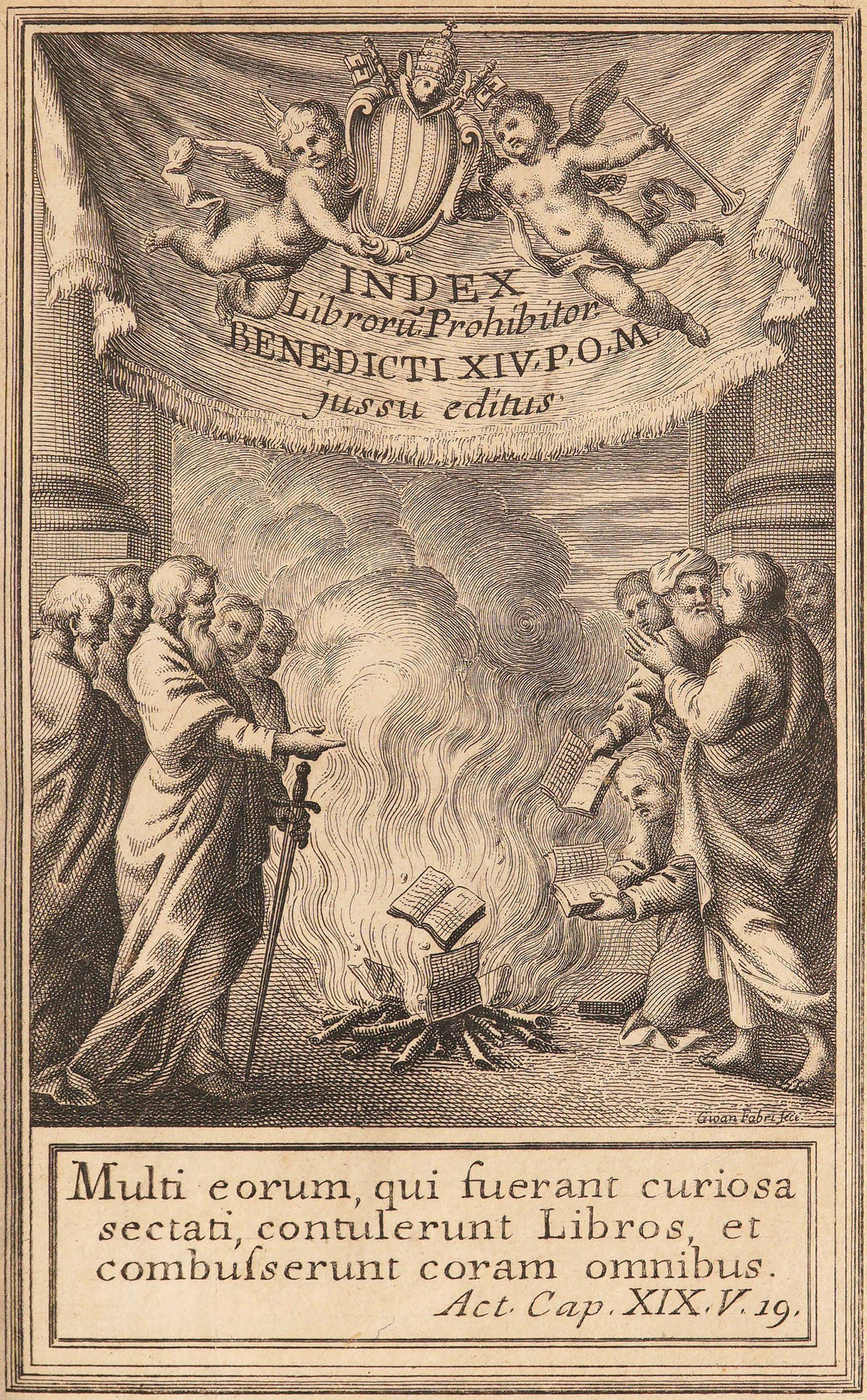 Frontispiece of the Index of Prohibited Books under Pope Benedict XIV