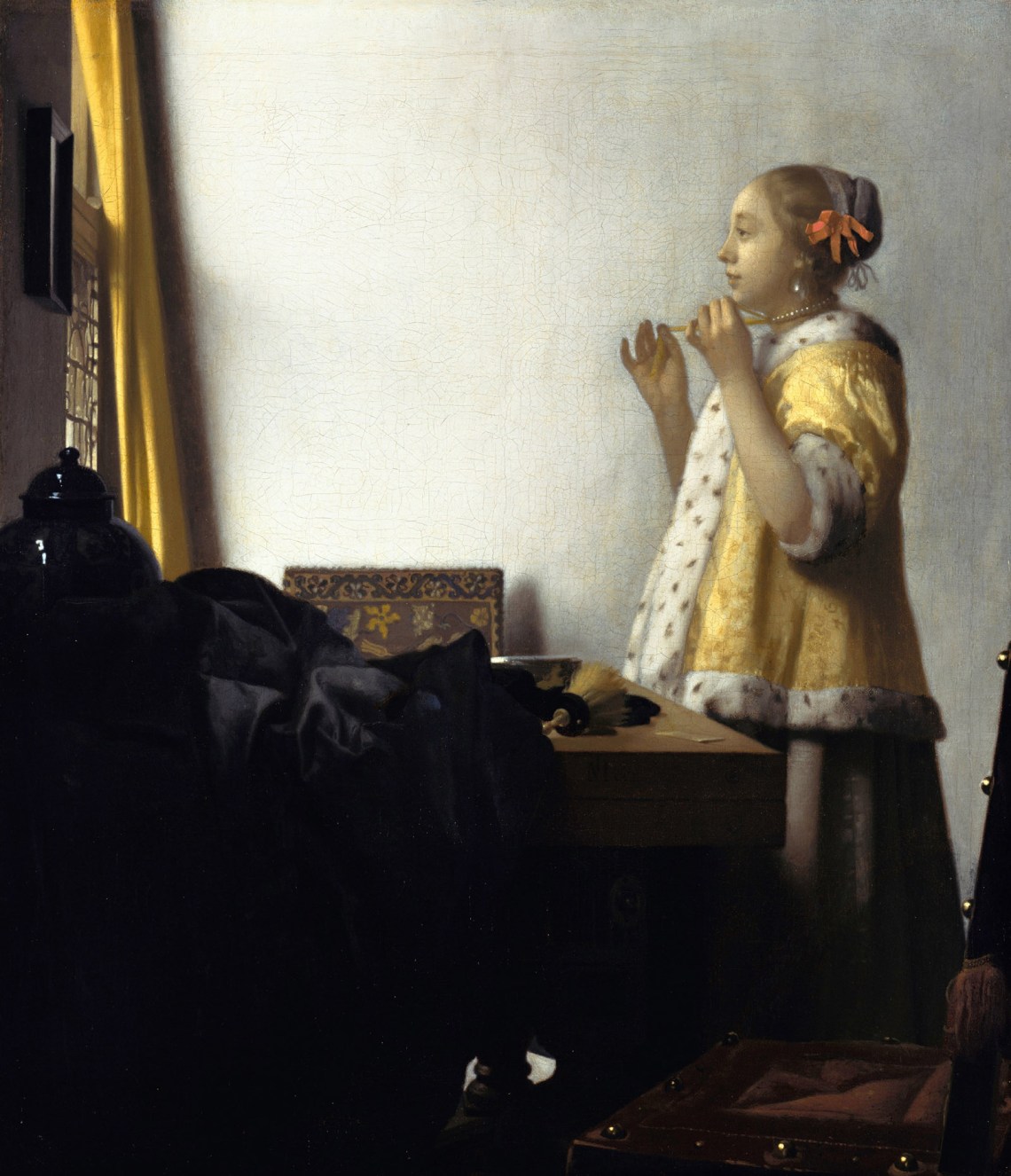Woman with a Pearl Necklace; painting by Johannes Vermeer