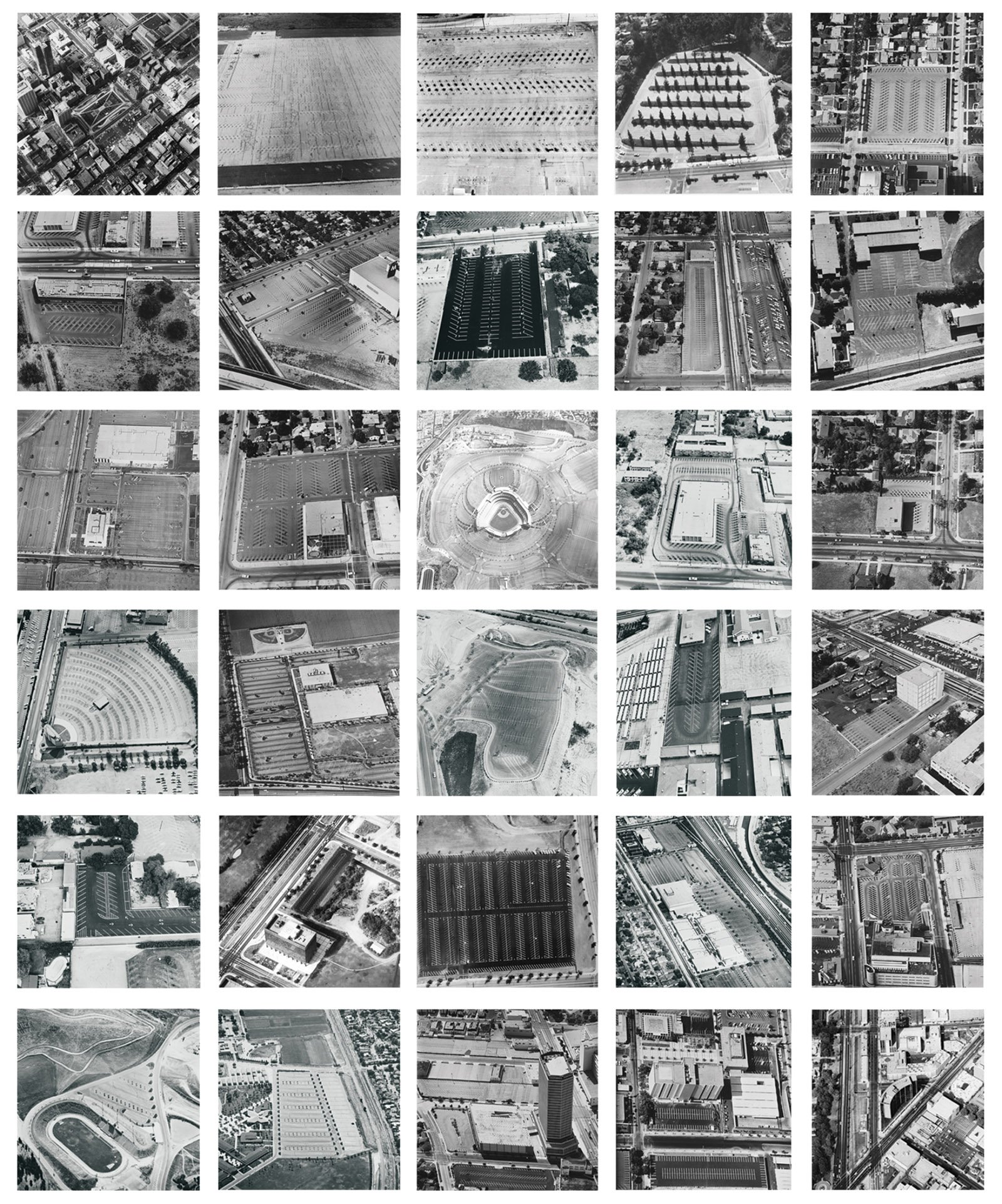 Individual photos of parking lots seen from above