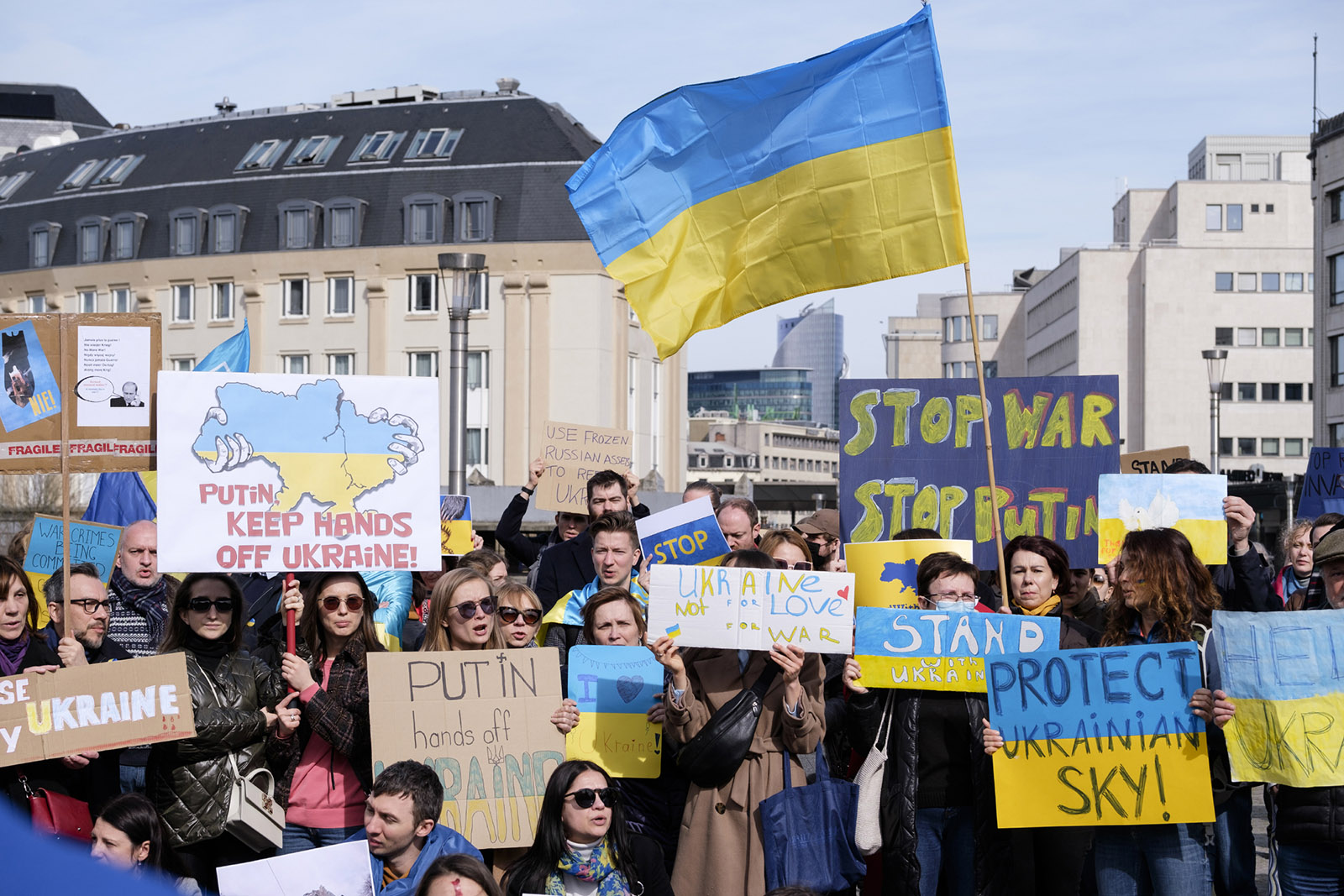 A demonstration against the Russian invasion of Ukraine, Brussels