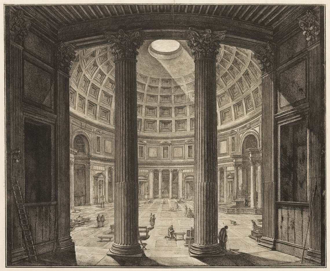 Interior View of the Pantheon; etching by Giovanni Battista Piranesi