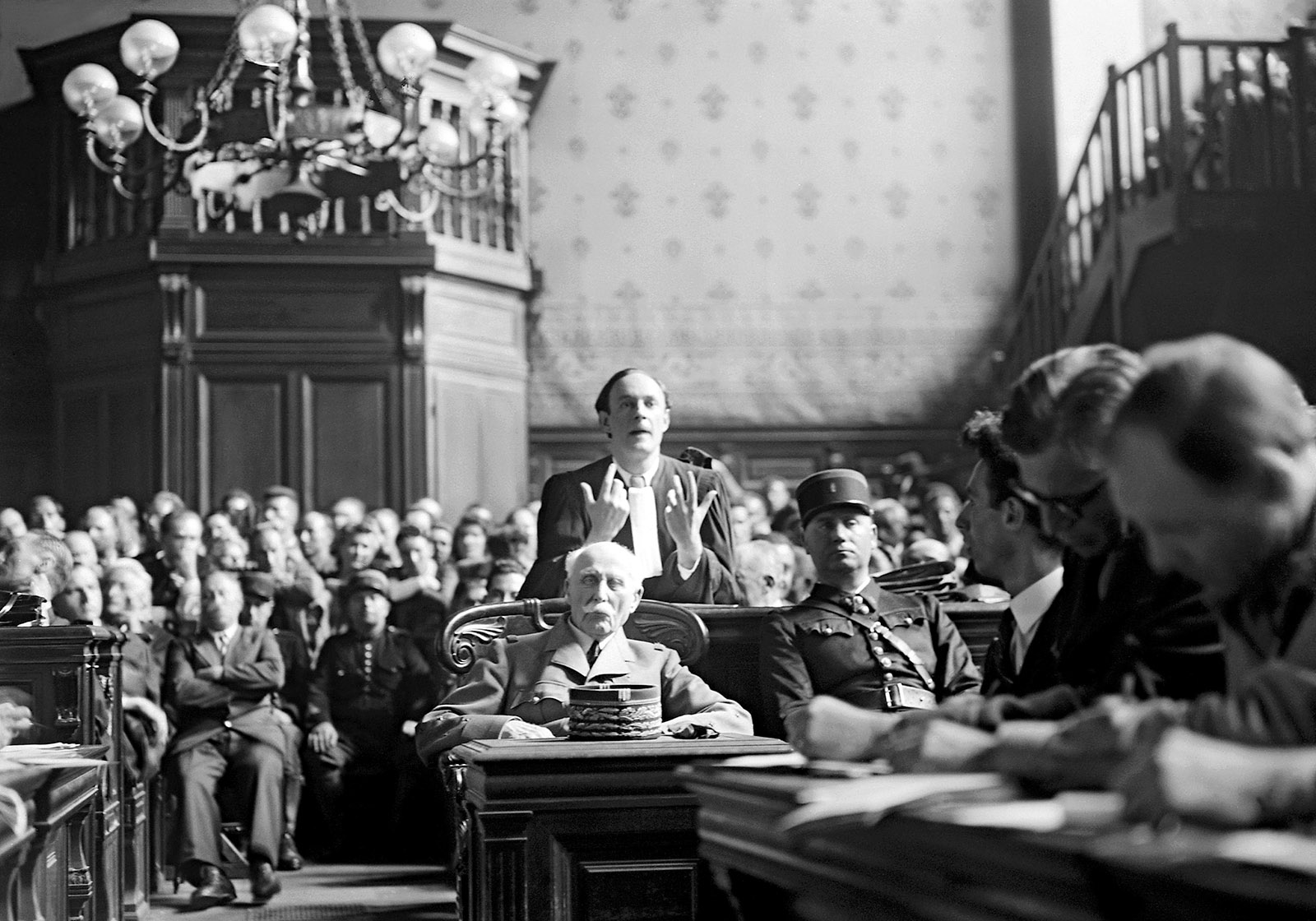 Marshal Philippe Pétain at his trial for treason, Paris, July 1945