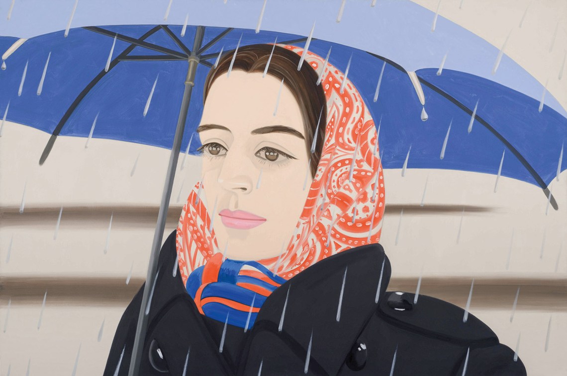 Blue Umbrella 2; painting by Alex Katz