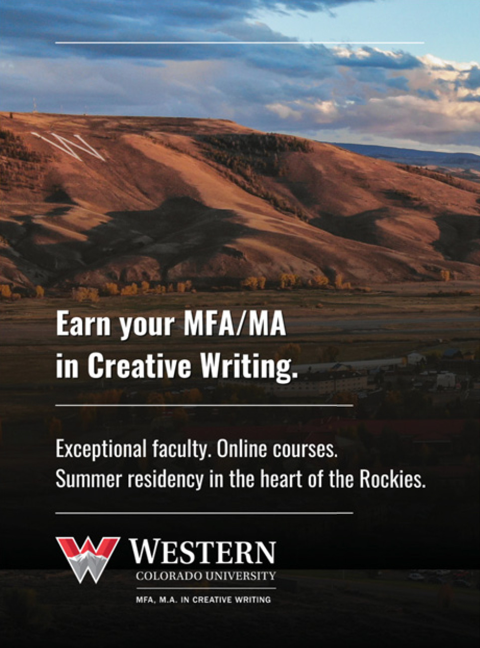 Ad: MFA/MA Creative Writing at Western Colorado University