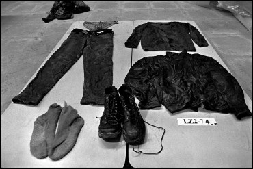 Items of clothing at a morgue, Tuzla, Bosnia